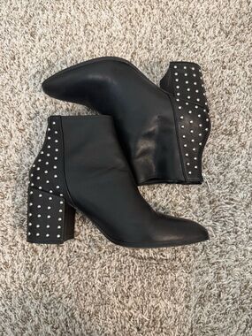 Steve Madden Black Studded Block Heel Ankle Boots